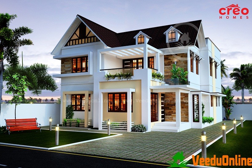 2099 Square Feet Double Floor Contemporary Home Design