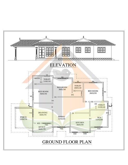 1700 Square Feet Single Floor Low Budget Home Design