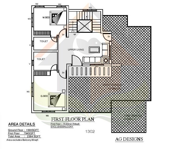 2384 Square Feet Double Floor Budget Home Villa Design
