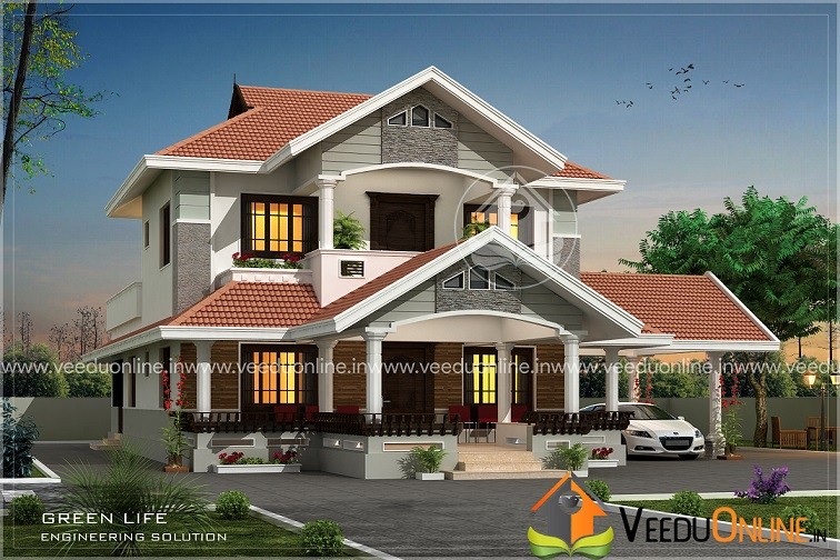 2400 Square Feet Double Floor Contemporary Home Design