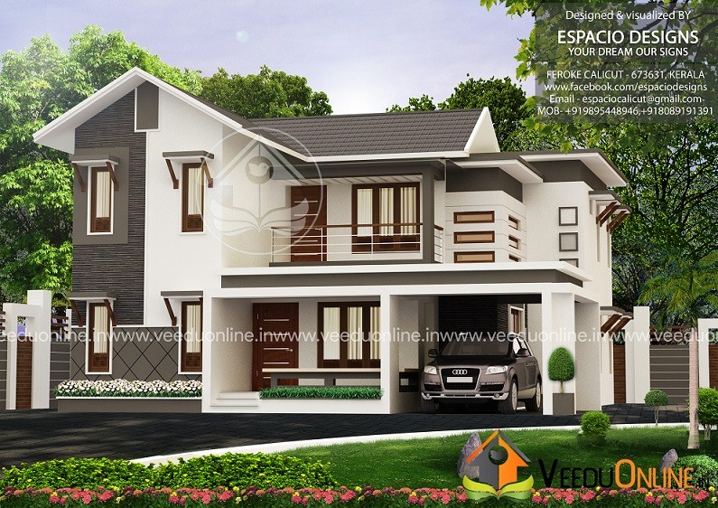 2453 Square Feet Double Floor Minimalistic Home Design