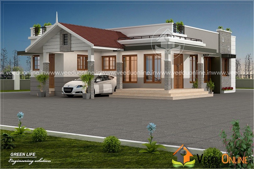 1594 Square Feet Single Floor Contemporary Home Design