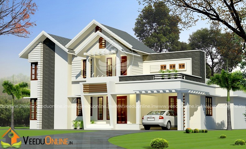 2010 Square Feet Double Floor Modern Traditional Home Design