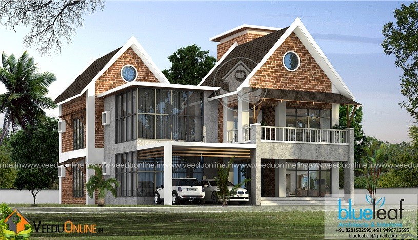 2700 Square Feet Double Floor Modern Sloped Home Design