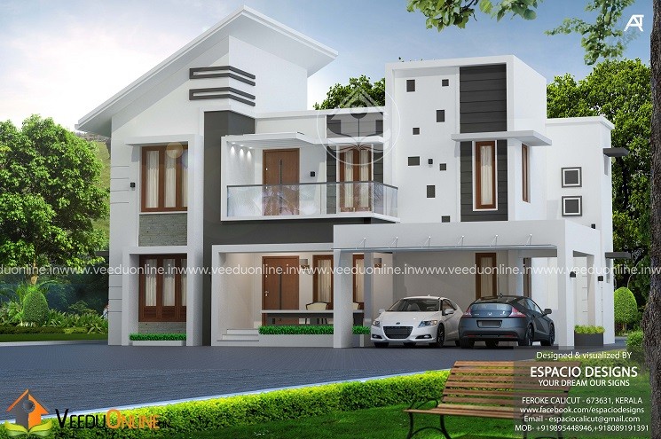 2455 Square Feet Double Floor Modern Home Design