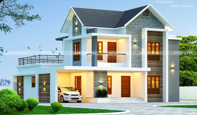 3030 Square Feet Double Floor Contemporary Home Design