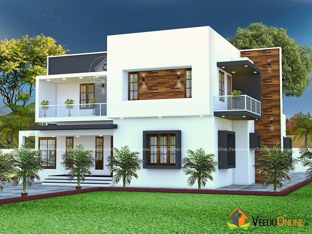 2200 Square Feet Contemporary Double Floor Home Design
